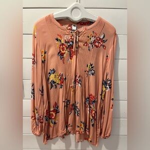Old Navy Blush Floral Boho Blouse – Size XXL